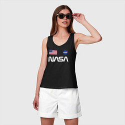 Майка женская хлопок NASA, цвет: черный — фото 2