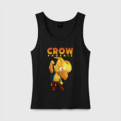 Майка женская хлопок BRAWL STARS CROW PHOENIX, цвет: черный