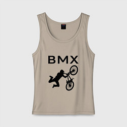 Майка женская хлопок Велоспорт BMX Z, цвет: миндальный