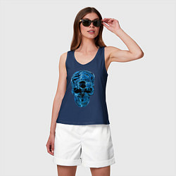 Майка женская хлопок Skull - illusion, цвет: тёмно-синий — фото 2