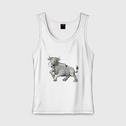 Майка женская хлопок Металлический бык, цвет: белый