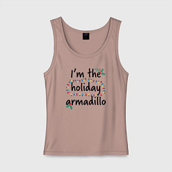 Майка женская хлопок Im the holiday armadillo, цвет: пыльно-розовый