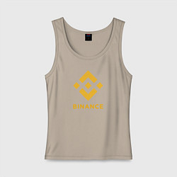 Майка женская хлопок BINANCE БИНАНС БИРЖА, цвет: миндальный