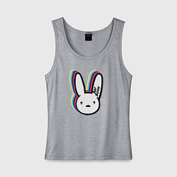 Майка женская хлопок Bad Bunny logo, цвет: меланж