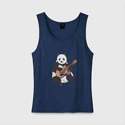 Майка женская хлопок Панда гитарист Panda Guitar, цвет: тёмно-синий
