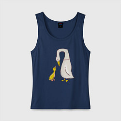 Майка женская хлопок Утка и утенок, цвет: тёмно-синий