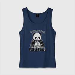 Майка женская хлопок Volleyball Panda, цвет: тёмно-синий