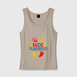 Майка женская хлопок KINDER SURPRISE, цвет: миндальный