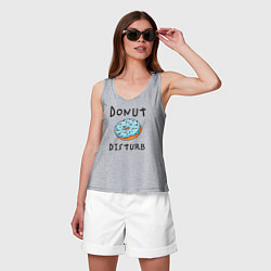 Майка женская хлопок Не беспокоить Donut disturb, цвет: меланж — фото 2
