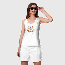 Майка женская хлопок Eat drink and be scary mix, цвет: белый — фото 2