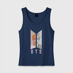 Майка женская хлопок BTS V БТС ВИ БИТИЭС ВИ, цвет: тёмно-синий