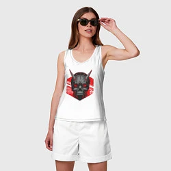 Майка женская хлопок SHLSHK Cyber Skull Collection, цвет: белый — фото 2