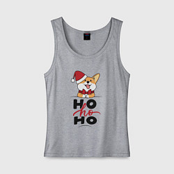 Майка женская хлопок Corgi Ho ho Ho, цвет: меланж
