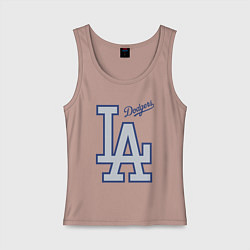 Майка женская хлопок Los Angeles Dodgers - baseball team, цвет: пыльно-розовый