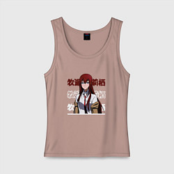 Майка женская хлопок Врата Штейна Steins Gate, Курису Макисэ Kurisu Mak, цвет: пыльно-розовый