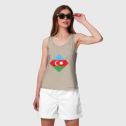Майка женская хлопок Flag Azerbaijan, цвет: миндальный — фото 2