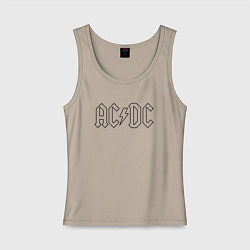 Майка женская хлопок ACDC Logo Молния, цвет: миндальный