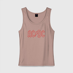 Майка женская хлопок ACDC - Logo, цвет: пыльно-розовый