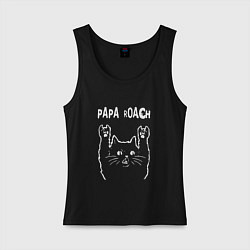 Майка женская хлопок Papa Roach Рок кот, цвет: черный