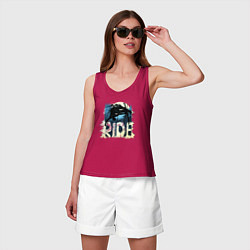 Майка женская хлопок Ride Ski, цвет: маджента — фото 2