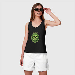 Майка женская хлопок Green Skull, цвет: черный — фото 2