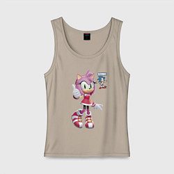 Майка женская хлопок Sonic Amy Rose Video game, цвет: миндальный