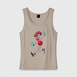 Майка женская хлопок POPPY PLAYTIME - Мама длинные ноги, цвет: миндальный