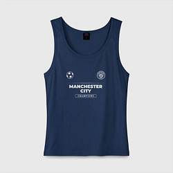 Майка женская хлопок Manchester City Форма Чемпионов, цвет: тёмно-синий