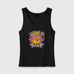 Майка женская хлопок Work hard Агрессивная Рэцуко, цвет: черный