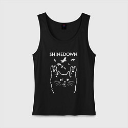 Майка женская хлопок Shinedown Рок кот, цвет: черный