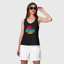 Майка женская хлопок Майами Флорида, цвет: черный — фото 2