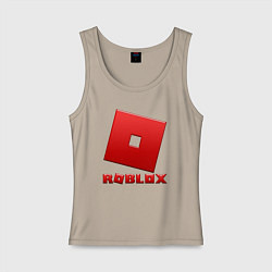 Майка женская хлопок ROBLOX логотип красный градиент, цвет: миндальный