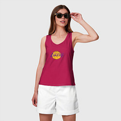 Майка женская хлопок Лос-Анджелес Лейкерс NBA, цвет: маджента — фото 2