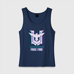 Майка женская хлопок Free Fire в стиле Glitch Баги Графики, цвет: тёмно-синий