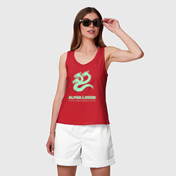 Майка женская хлопок Альфа легион винтаж лого гидра, цвет: красный — фото 2