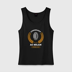 Майка женская хлопок Лого AC Milan и надпись legendary football club, цвет: черный