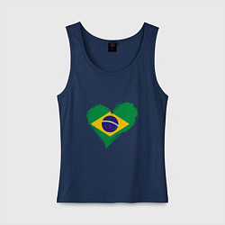 Майка женская хлопок Сердце - Бразилия, цвет: тёмно-синий