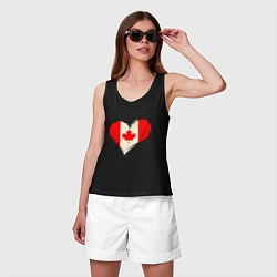 Майка женская хлопок Сердце - Канада, цвет: черный — фото 2