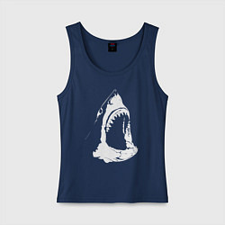Майка женская хлопок Огромная акулья пасть, цвет: тёмно-синий