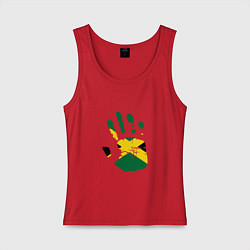 Майка женская хлопок Hand Jamaica, цвет: красный