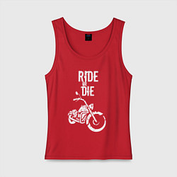 Майка женская хлопок Ride or Die винтаж, цвет: красный
