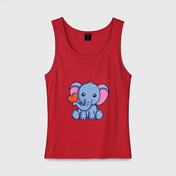 Майка женская хлопок Love Elephant, цвет: красный