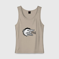 Майка женская хлопок Орущий опоссум, цвет: миндальный