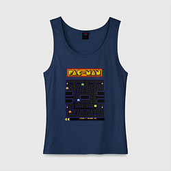 Майка женская хлопок Pac-Man на ZX-Spectrum, цвет: тёмно-синий