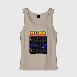 Майка женская хлопок Pac-Man на ZX-Spectrum, цвет: миндальный