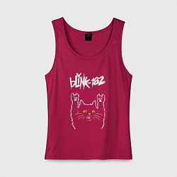 Майка женская хлопок Blink 182 rock cat, цвет: маджента