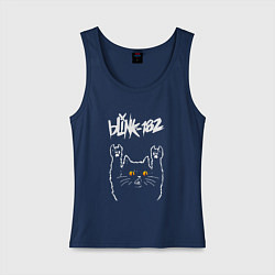 Майка женская хлопок Blink 182 rock cat, цвет: тёмно-синий
