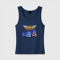 Майка женская хлопок Team Sonic racing - hedgehog, цвет: тёмно-синий