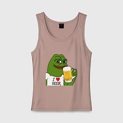 Майка женская хлопок Drink Pepe, цвет: пыльно-розовый