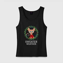 Майка женская хлопок Свитерная погода, цвет: черный